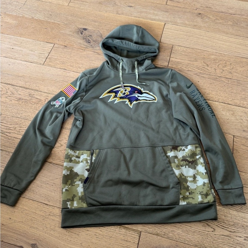 Nike Baltimore Ravens Salute to Service Camo‎ NFL Pullover Hoodie Size: M (1219)
